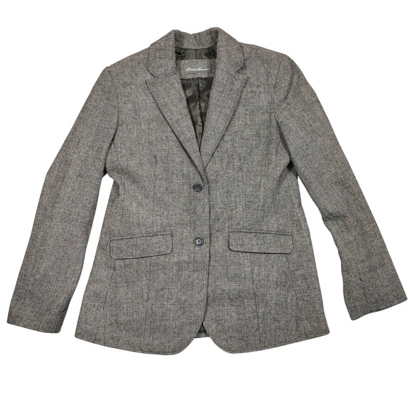 Eddie Bauer Other - Eddie Bauer‎ Blazer Mens M Grey Herringbone Wool Blend Two Button Sport Coat